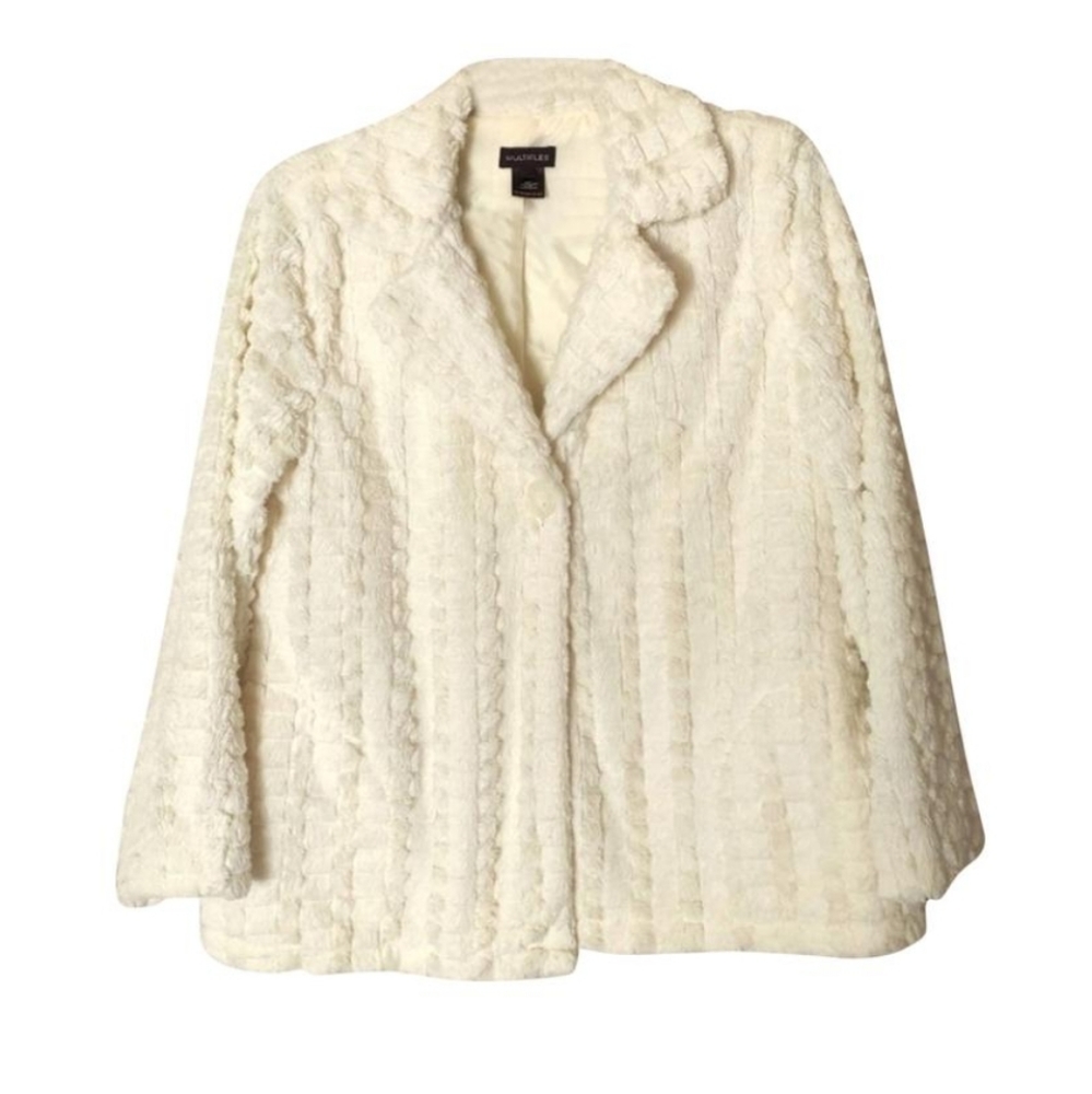 $15 White faux fur jacket - M